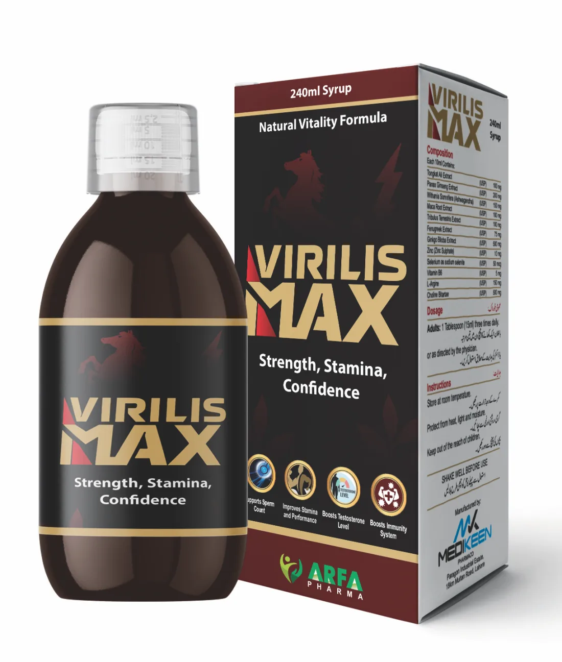 Virilis Max Syrup — Tongkat Ali + Ginseng + Ashwagandha + Maca